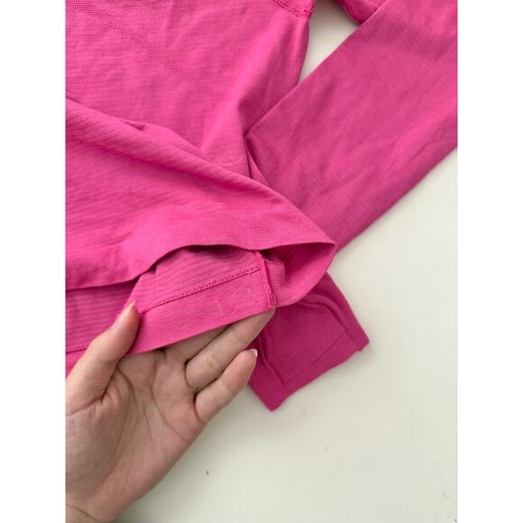 Lululemon pink long sleeve swiftly tech cropped length - size 12 - Picture 3 of 6